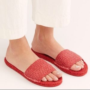 Free People Beach Front Women's Espadrille Slides Red Sandal 37